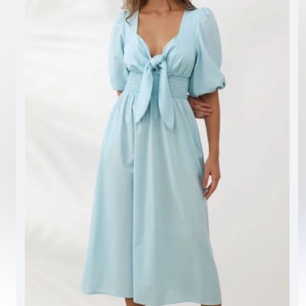 Elegant Blue Midi Dress - Picture 4 of 7